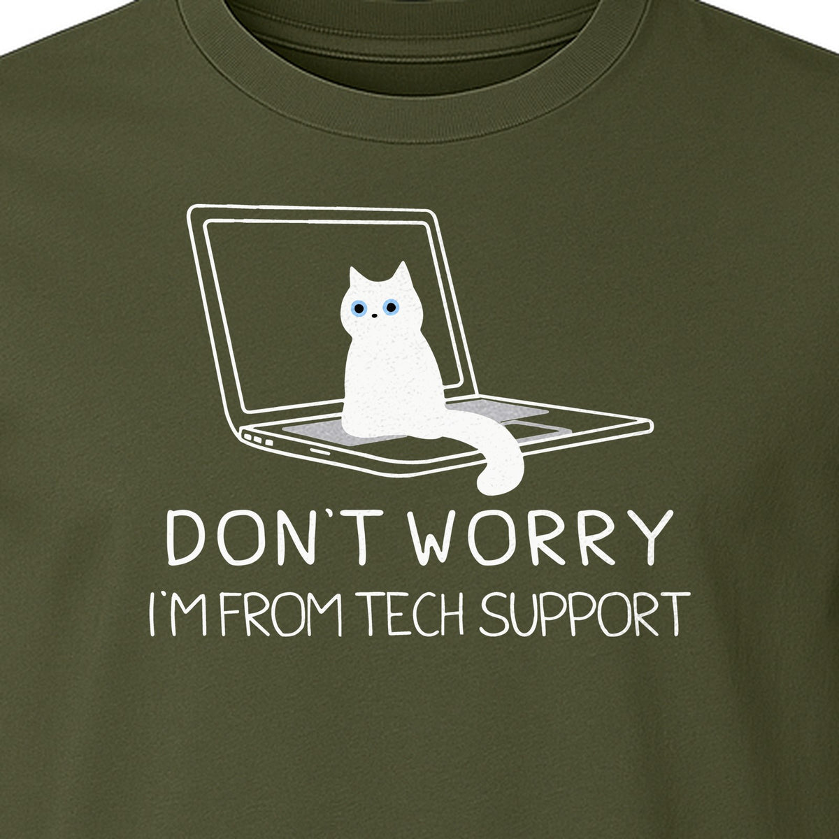 Cat T-Shirt, Don't Worry I'm From Tech Support Laptop Design for Computer Geeks and Kitty Lovers