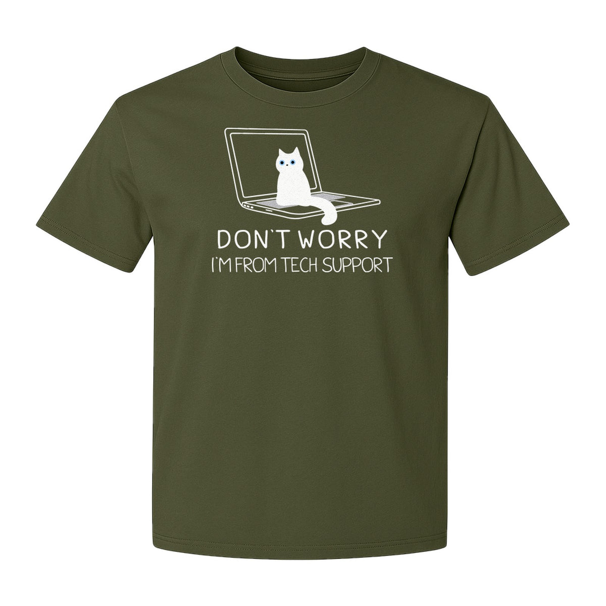 Cat T-Shirt, Don't Worry I'm From Tech Support Laptop Design for Computer Geeks and Kitty Lovers