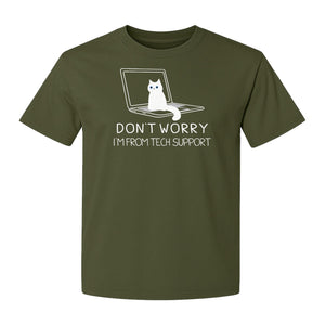 Cat T-Shirt, Don't Worry I'm From Tech Support Laptop Design for Computer Geeks and Kitty Lovers