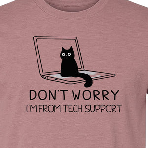 Cat T-Shirt, Don't Worry I'm From Tech Support Laptop Design for Computer Geeks and Kitty Lovers