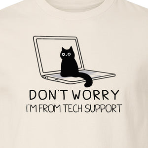 Cat T-Shirt, Don't Worry I'm From Tech Support Laptop Design for Computer Geeks and Kitty Lovers