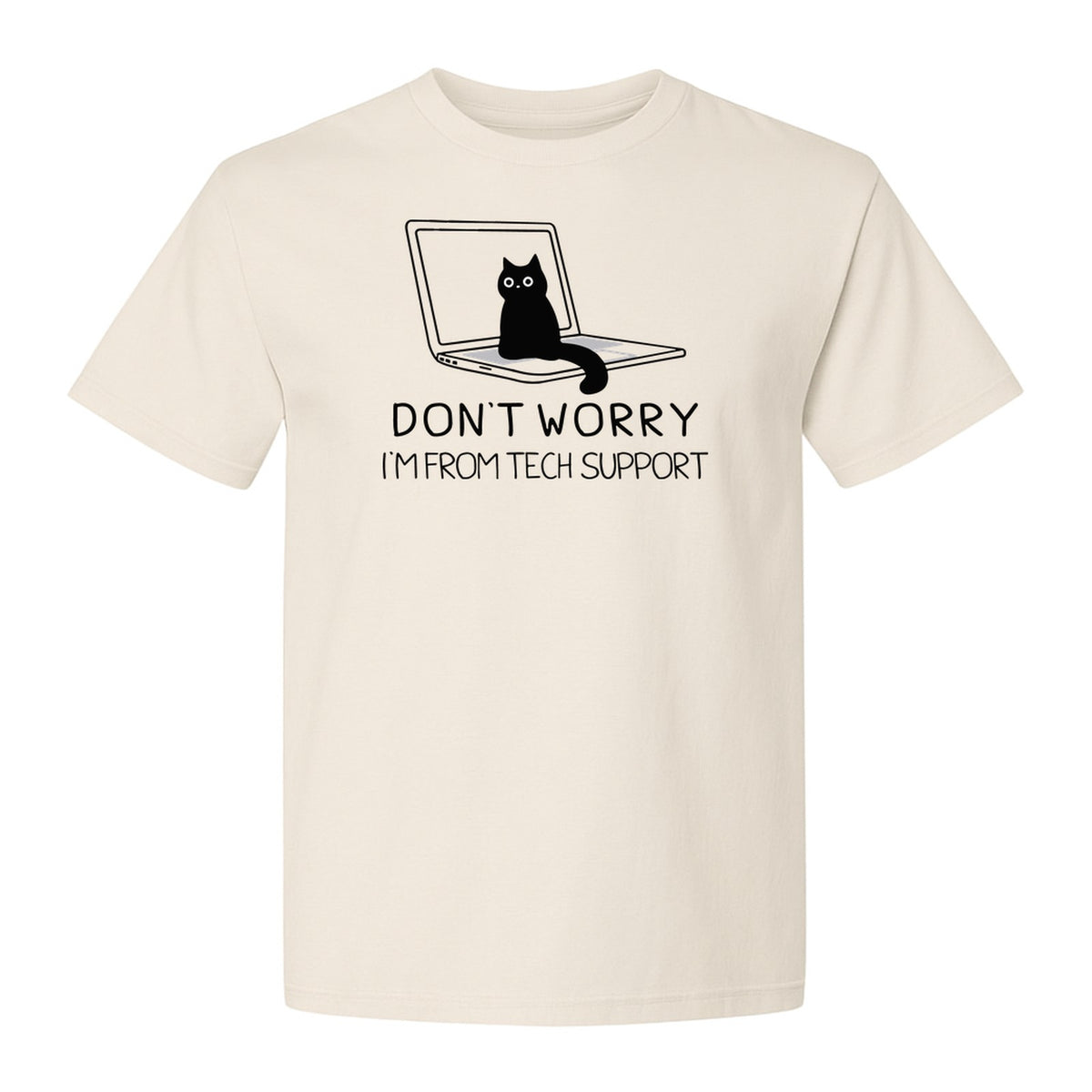 Cat T-Shirt, Don't Worry I'm From Tech Support Laptop Design for Computer Geeks and Kitty Lovers