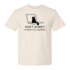 Cat T-Shirt, Don't Worry I'm From Tech Support Laptop Design for Computer Geeks and Kitty Lovers