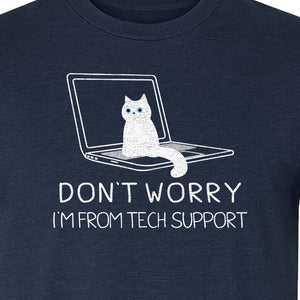 Cat T-Shirt, Don't Worry I'm From Tech Support Laptop Design for Computer Geeks and Kitty Lovers