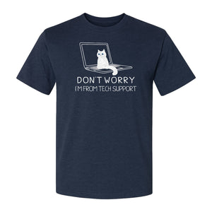 Cat T-Shirt, Don't Worry I'm From Tech Support Laptop Design for Computer Geeks and Kitty Lovers