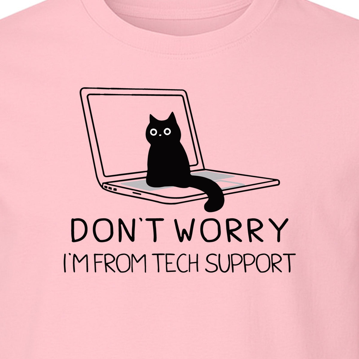 Cat T-Shirt, Don't Worry I'm From Tech Support Laptop Design for Computer Geeks and Kitty Lovers
