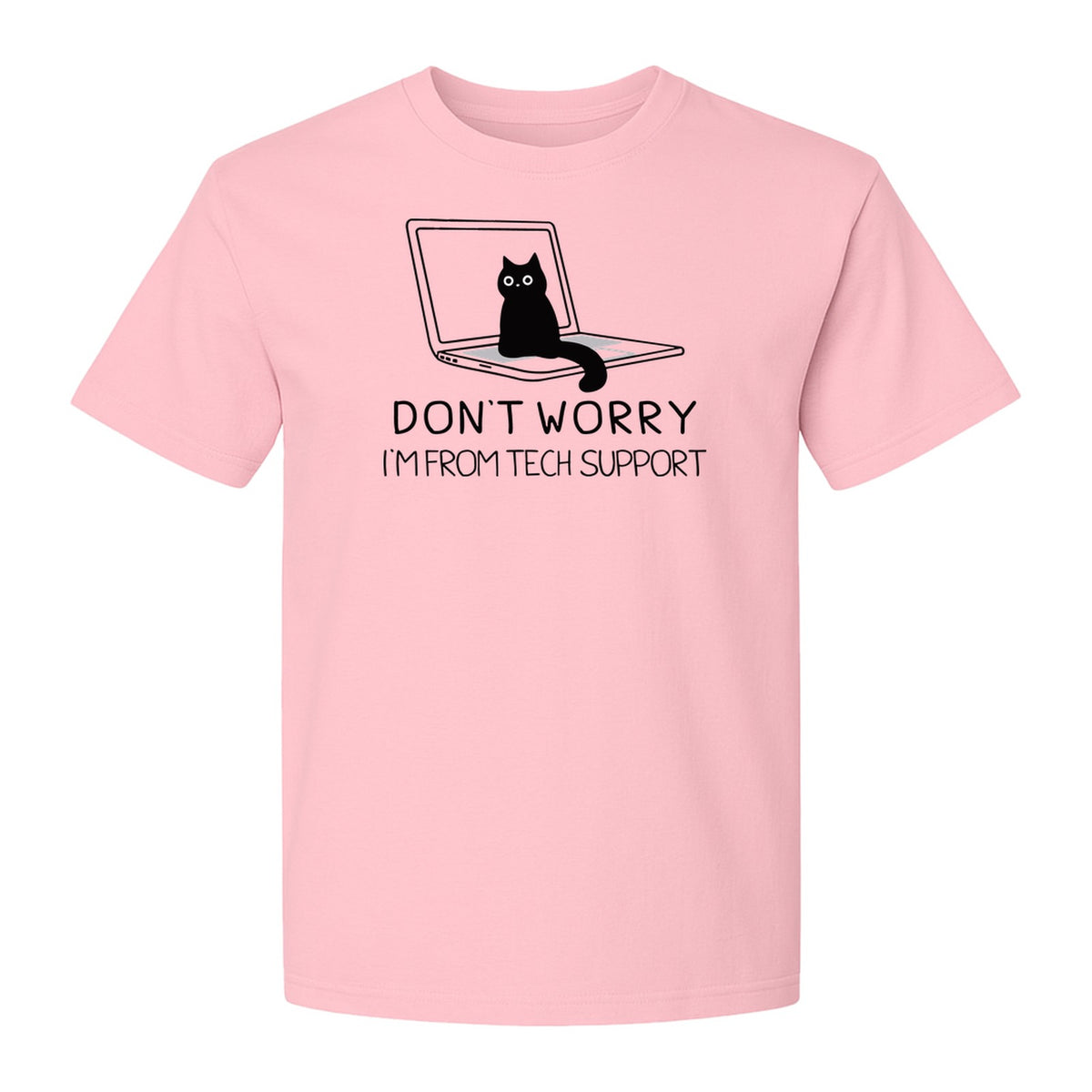 Cat T-Shirt, Don't Worry I'm From Tech Support Laptop Design for Computer Geeks and Kitty Lovers