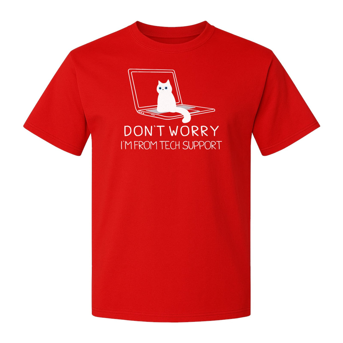 Cat T-Shirt, Don't Worry I'm From Tech Support Laptop Design for Computer Geeks and Kitty Lovers