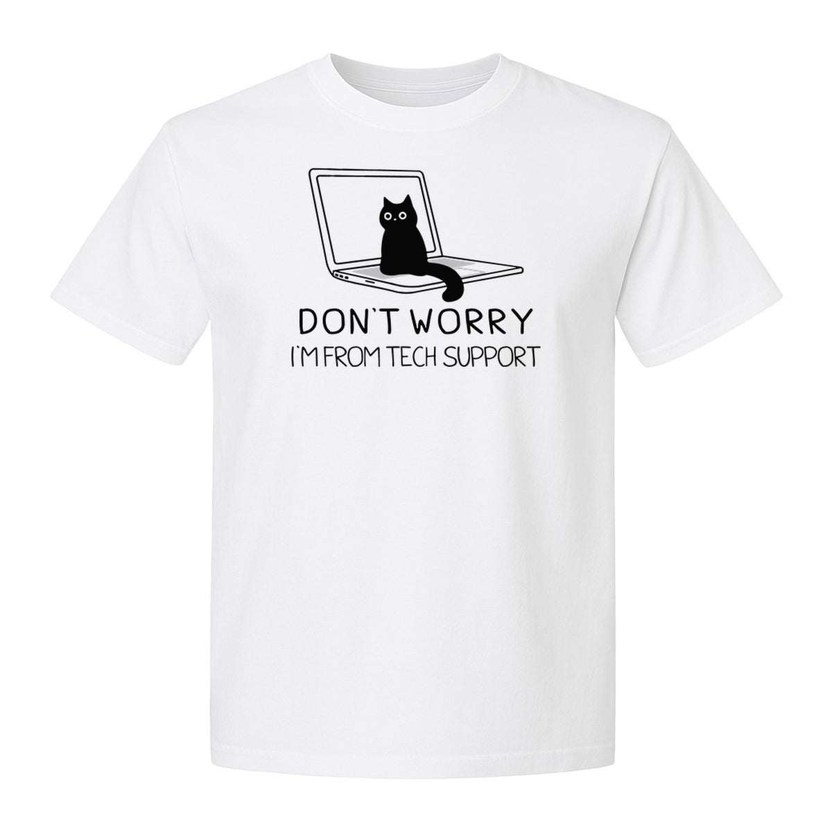 Cat T-Shirt, Don't Worry I'm From Tech Support Laptop Design for Computer Geeks and Kitty Lovers