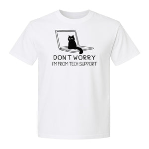 Cat T-Shirt, Don't Worry I'm From Tech Support Laptop Design for Computer Geeks and Kitty Lovers