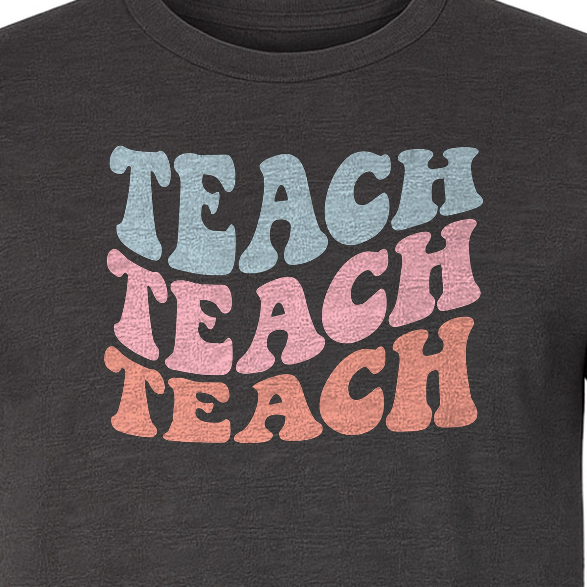 Teacher T-Shirt, Retro Repeated Teach Lettering Graphic for Elementary School Educators and Staff