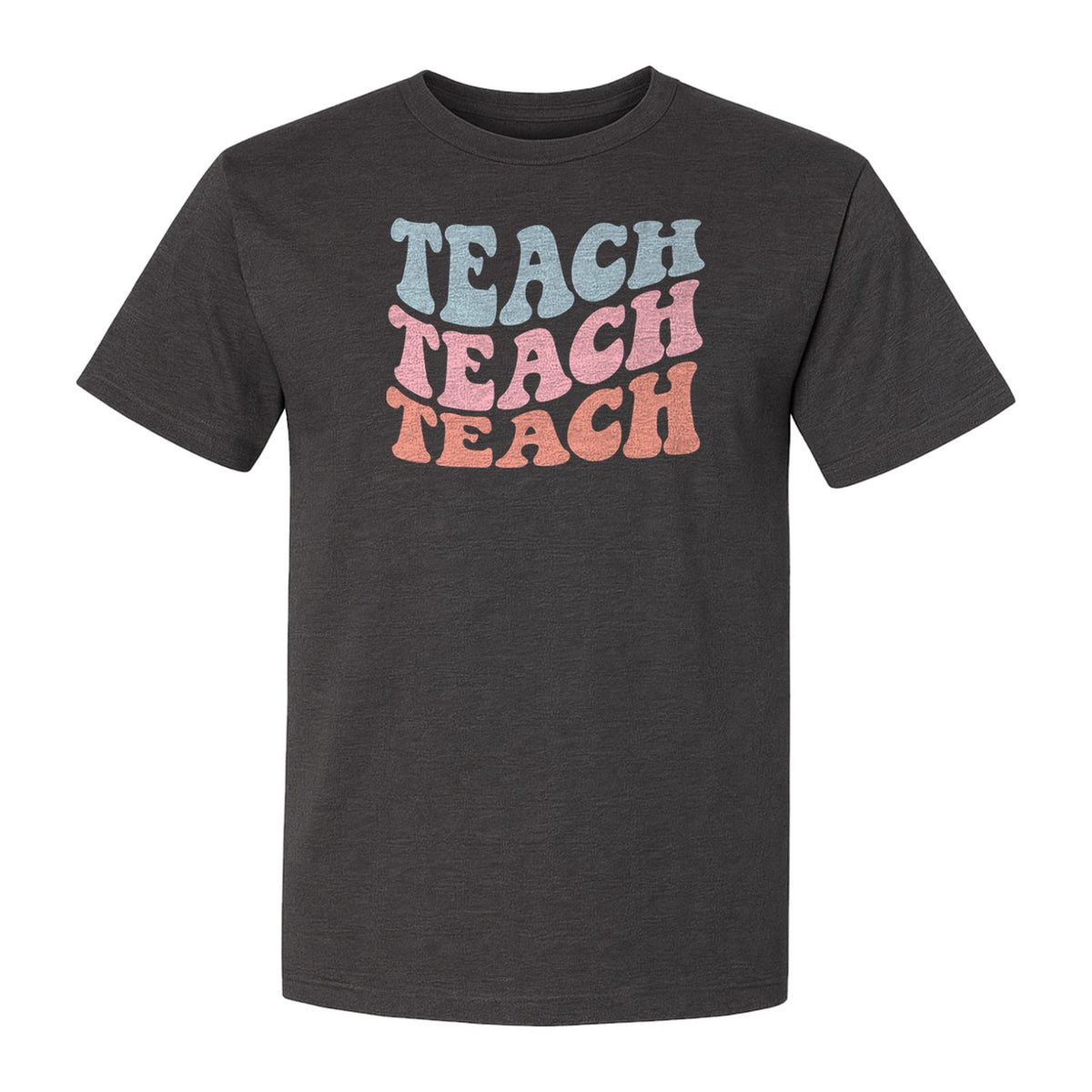 Teacher T-Shirt, Retro Repeated Teach Lettering Graphic for Elementary School Educators and Staff
