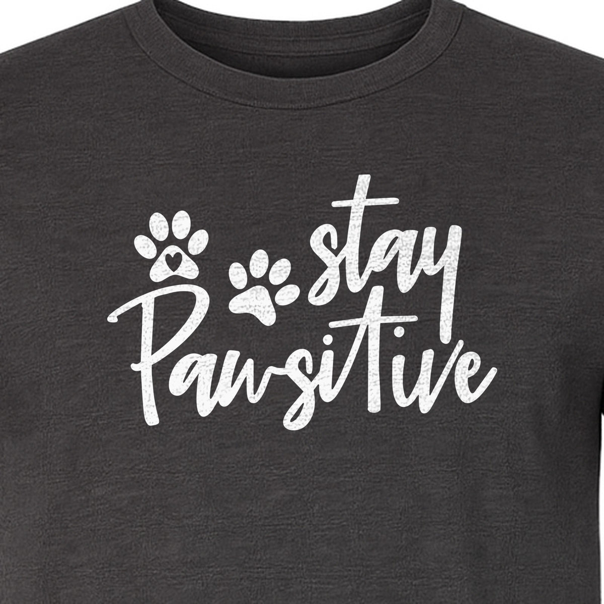 Stay Pawsitive Dog Paw Print T-Shirt, Script Design for Pet Owners and Animal Lovers