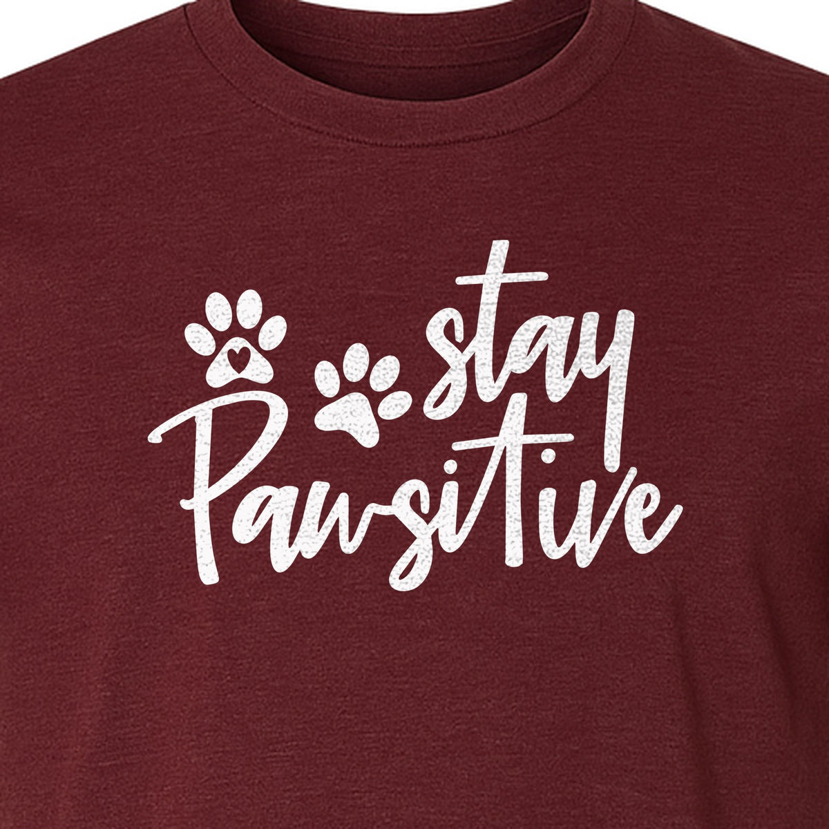 Stay Pawsitive Dog Paw Print T-Shirt, Script Design for Pet Owners and Animal Lovers