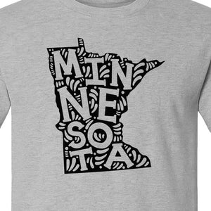 Minnesota T-Shirt, Typography Map Design for Home State Pride and Midwest Travel Gifts