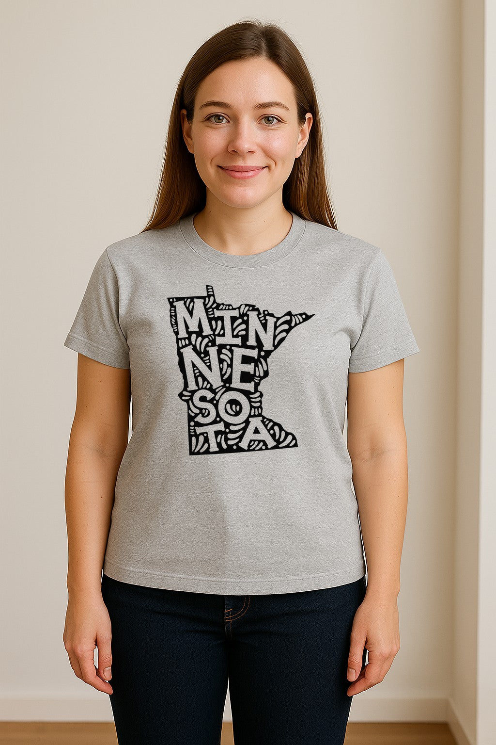 Minnesota T-Shirt, Typography Map Design for Home State Pride and Midwest Travel Gifts