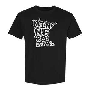 Minnesota T-Shirt, Typography Map Design for Home State Pride and Midwest Travel Gifts