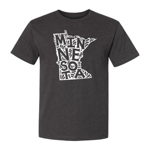 Minnesota T-Shirt, Typography Map Design for Home State Pride and Midwest Travel Gifts