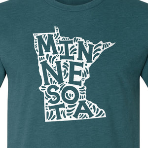 Minnesota T-Shirt, Typography Map Design for Home State Pride and Midwest Travel Gifts