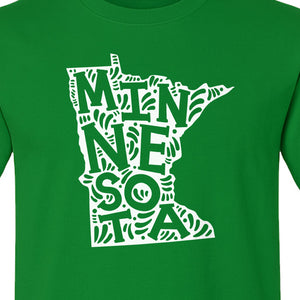 Minnesota T-Shirt, Typography Map Design for Home State Pride and Midwest Travel Gifts