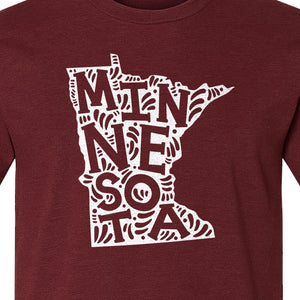 Minnesota T-Shirt, Typography Map Design for Home State Pride and Midwest Travel Gifts