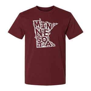 Minnesota T-Shirt, Typography Map Design for Home State Pride and Midwest Travel Gifts