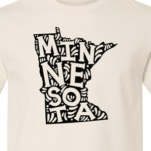 Minnesota T-Shirt, Typography Map Design for Home State Pride and Midwest Travel Gifts