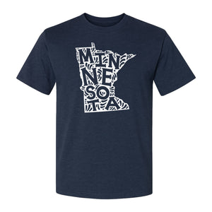 Minnesota T-Shirt, Typography Map Design for Home State Pride and Midwest Travel Gifts