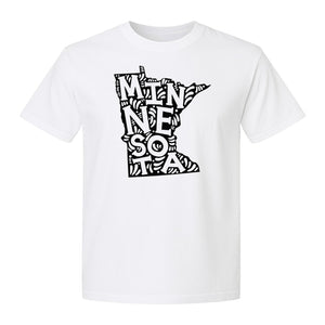 Minnesota T-Shirt, Typography Map Design for Home State Pride and Midwest Travel Gifts