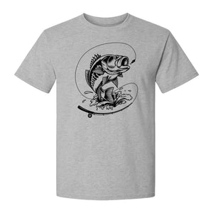 Fishing T-Shirt, Jumping Bass and Rod Graphic for Anglers, Fishermen and Dad Gifts