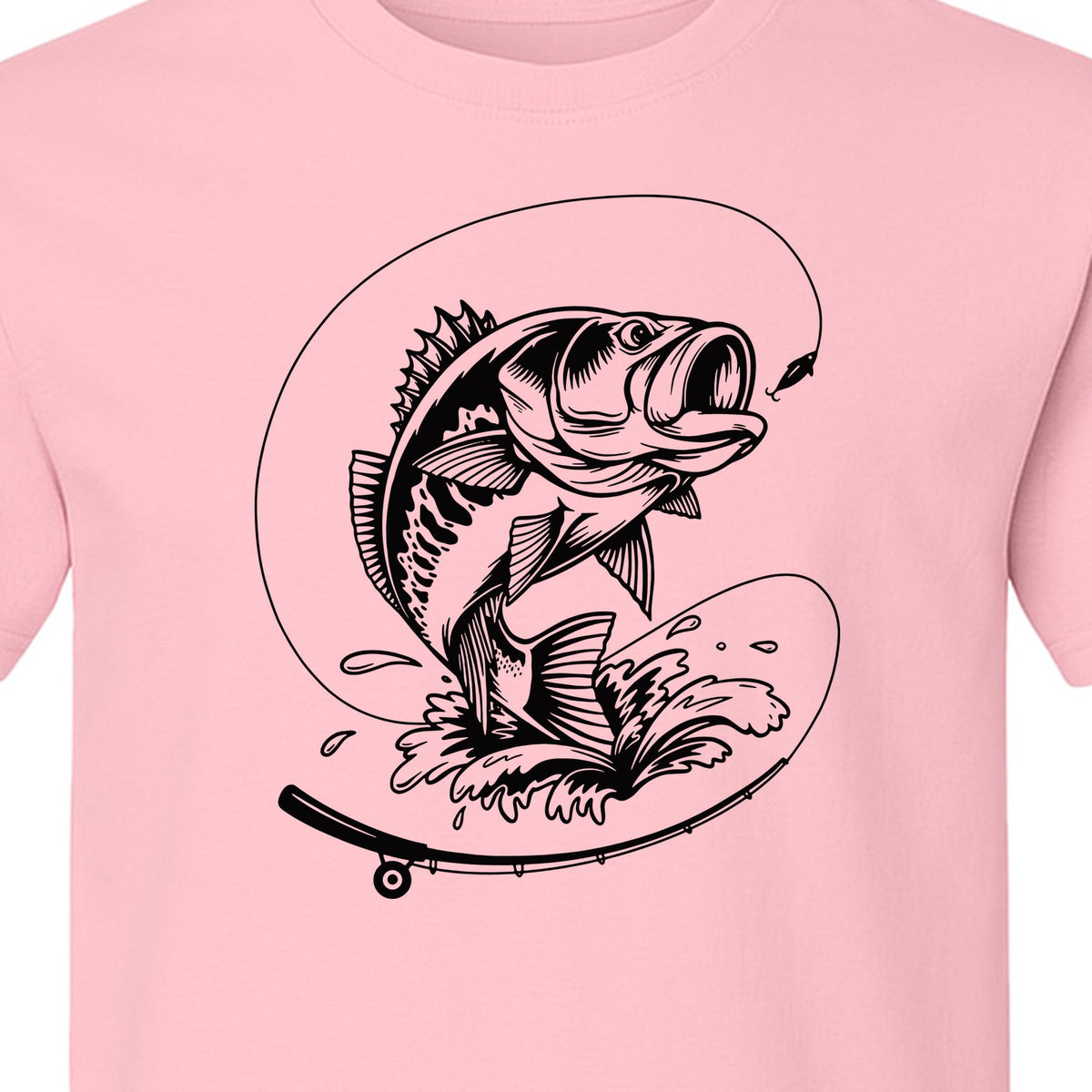 Fishing T-Shirt, Jumping Bass and Rod Graphic for Anglers, Fishermen and Dad Gifts