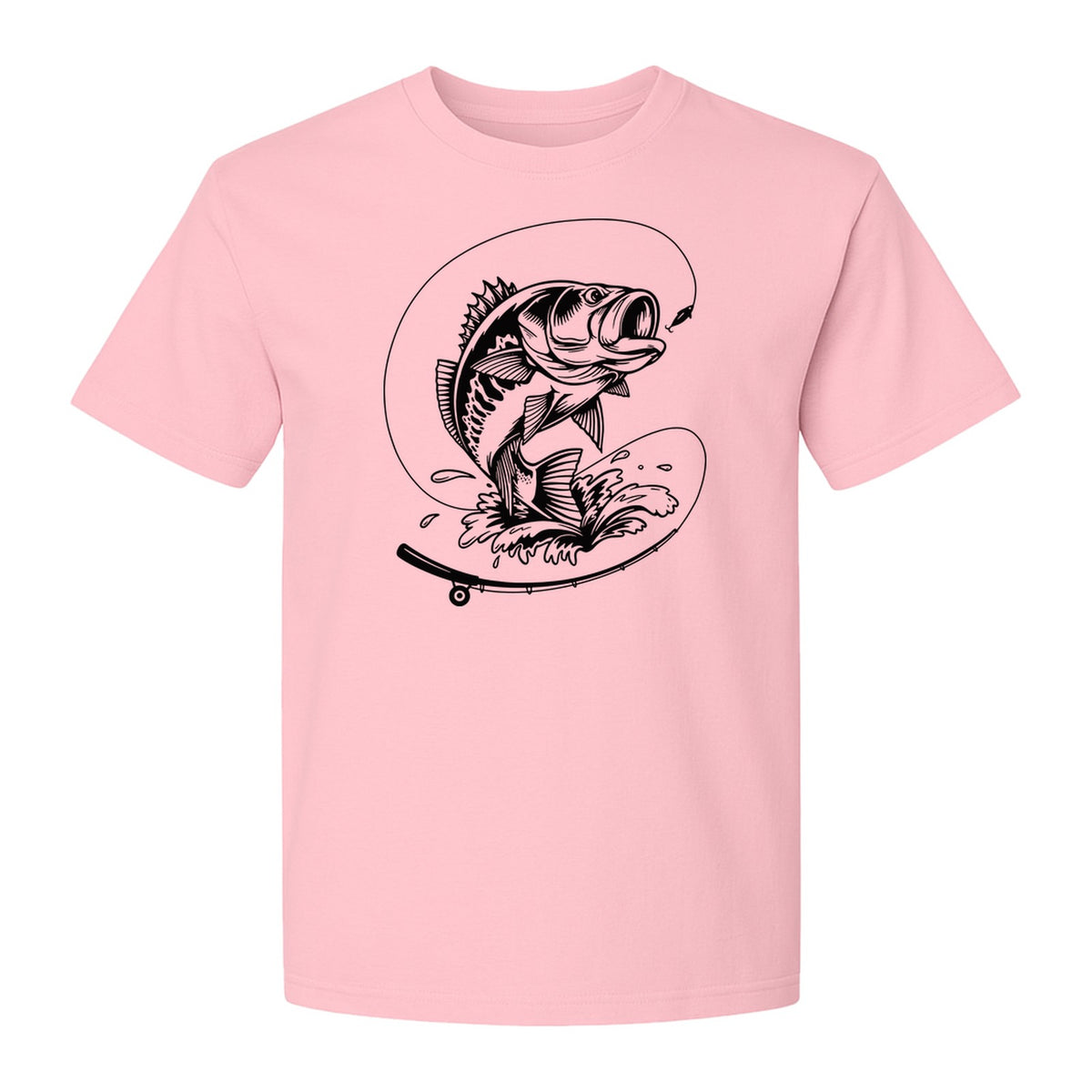 Fishing T-Shirt, Jumping Bass and Rod Graphic for Anglers, Fishermen and Dad Gifts