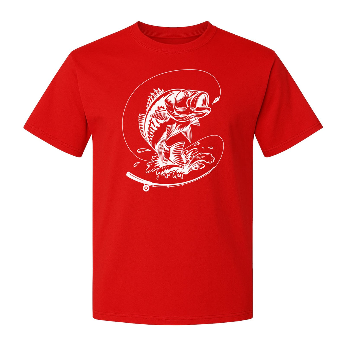 Fishing T-Shirt, Jumping Bass and Rod Graphic for Anglers, Fishermen and Dad Gifts