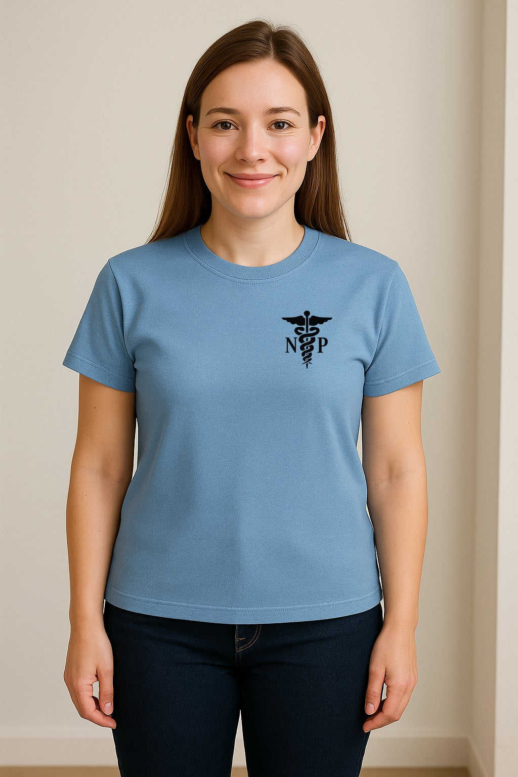 Nurse Practitioner T-Shirt, NP Caduceus Pocket Design for Medical Graduates and Healthcare Workers