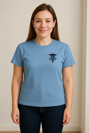 Nurse Practitioner T-Shirt, NP Caduceus Pocket Design for Medical Graduates and Healthcare Workers