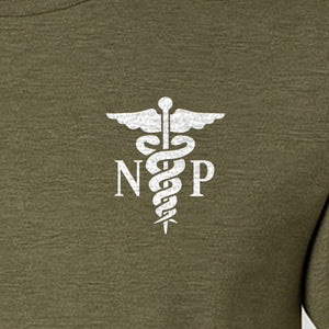 Nurse Practitioner T-Shirt, NP Caduceus Pocket Design for Medical Graduates and Healthcare Workers