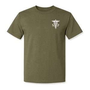 Nurse Practitioner T-Shirt, NP Caduceus Pocket Design for Medical Graduates and Healthcare Workers