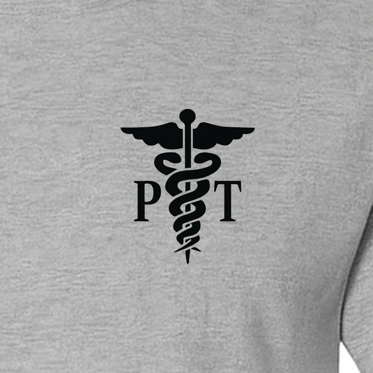 Physical Therapist T-Shirt, Small Left Chest PT Caduceus Design for Therapy Professionals