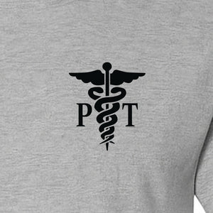 Physical Therapist T-Shirt, Small Left Chest PT Caduceus Design for Therapy Professionals