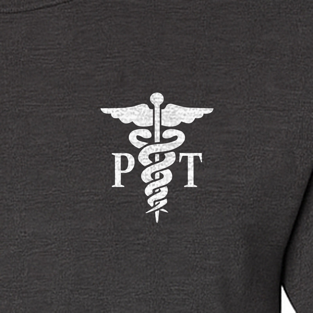 Physical Therapist T-Shirt, Small Left Chest PT Caduceus Design for Therapy Professionals