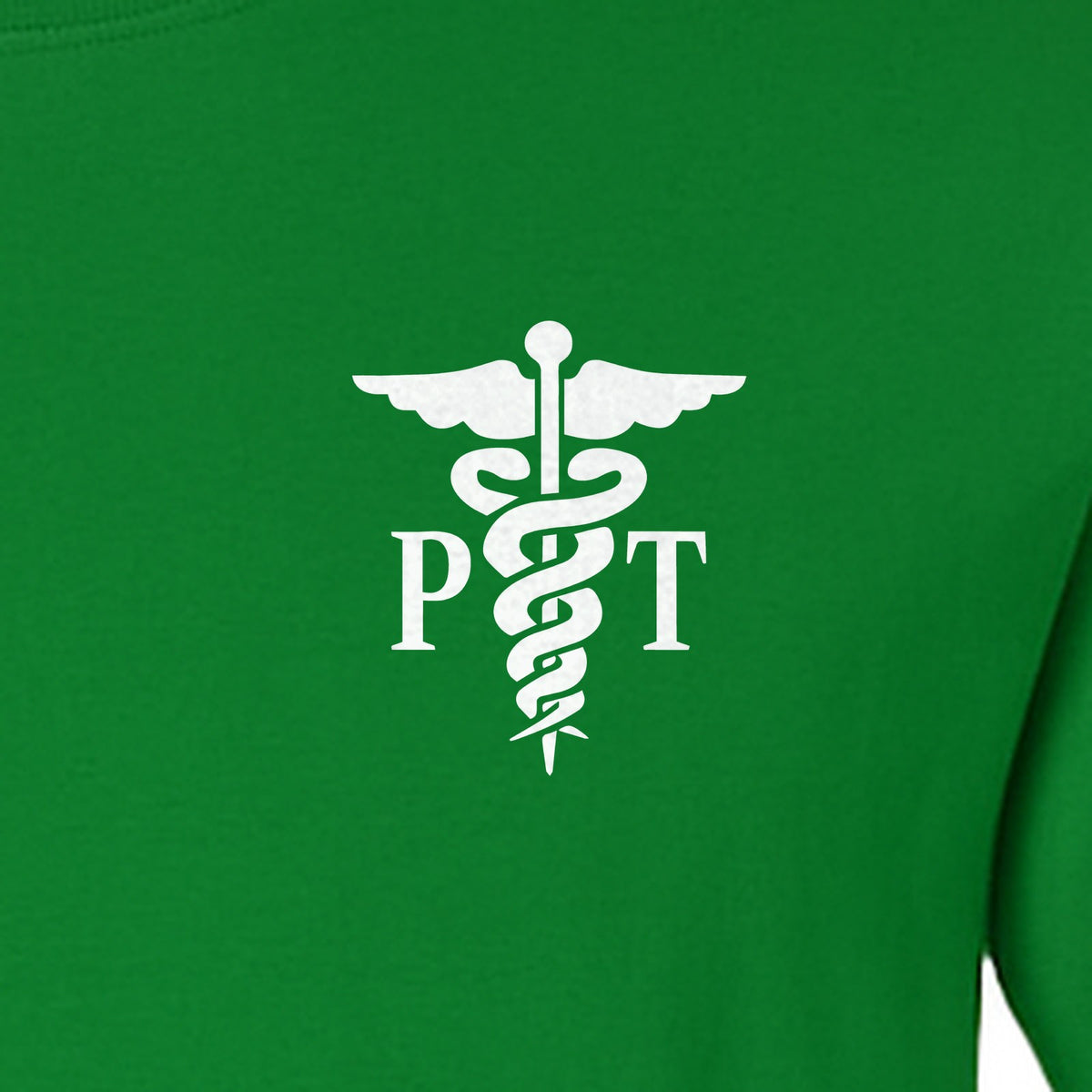 Physical Therapist T-Shirt, Small Left Chest PT Caduceus Design for Therapy Professionals
