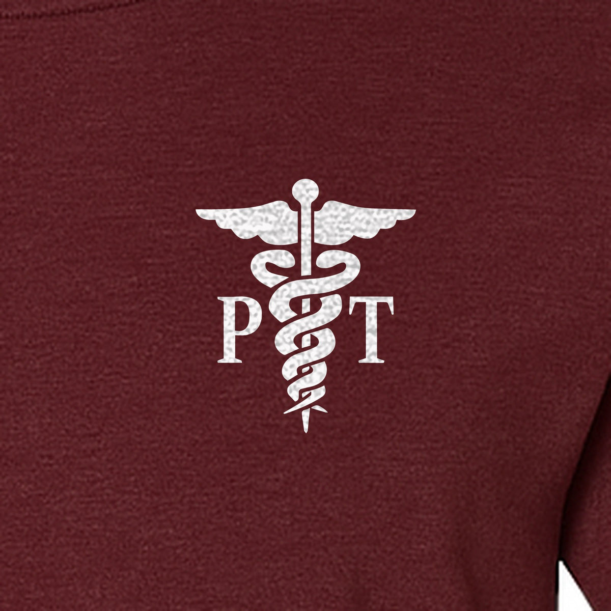 Physical Therapist T-Shirt, Small Left Chest PT Caduceus Design for Therapy Professionals