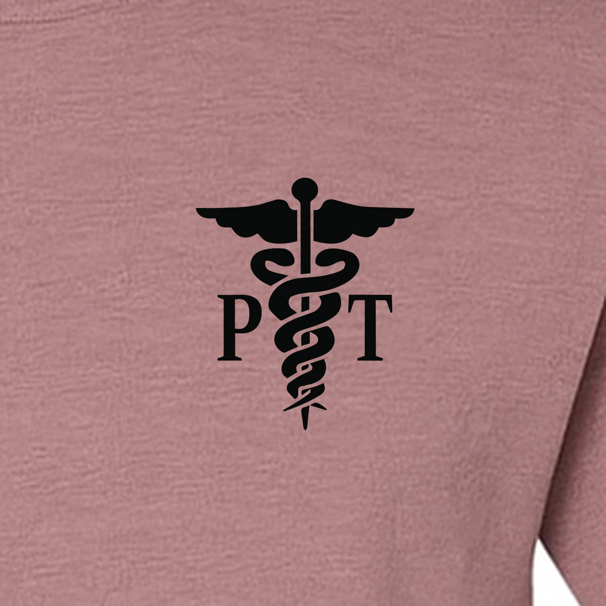 Physical Therapist T-Shirt, Small Left Chest PT Caduceus Design for Therapy Professionals