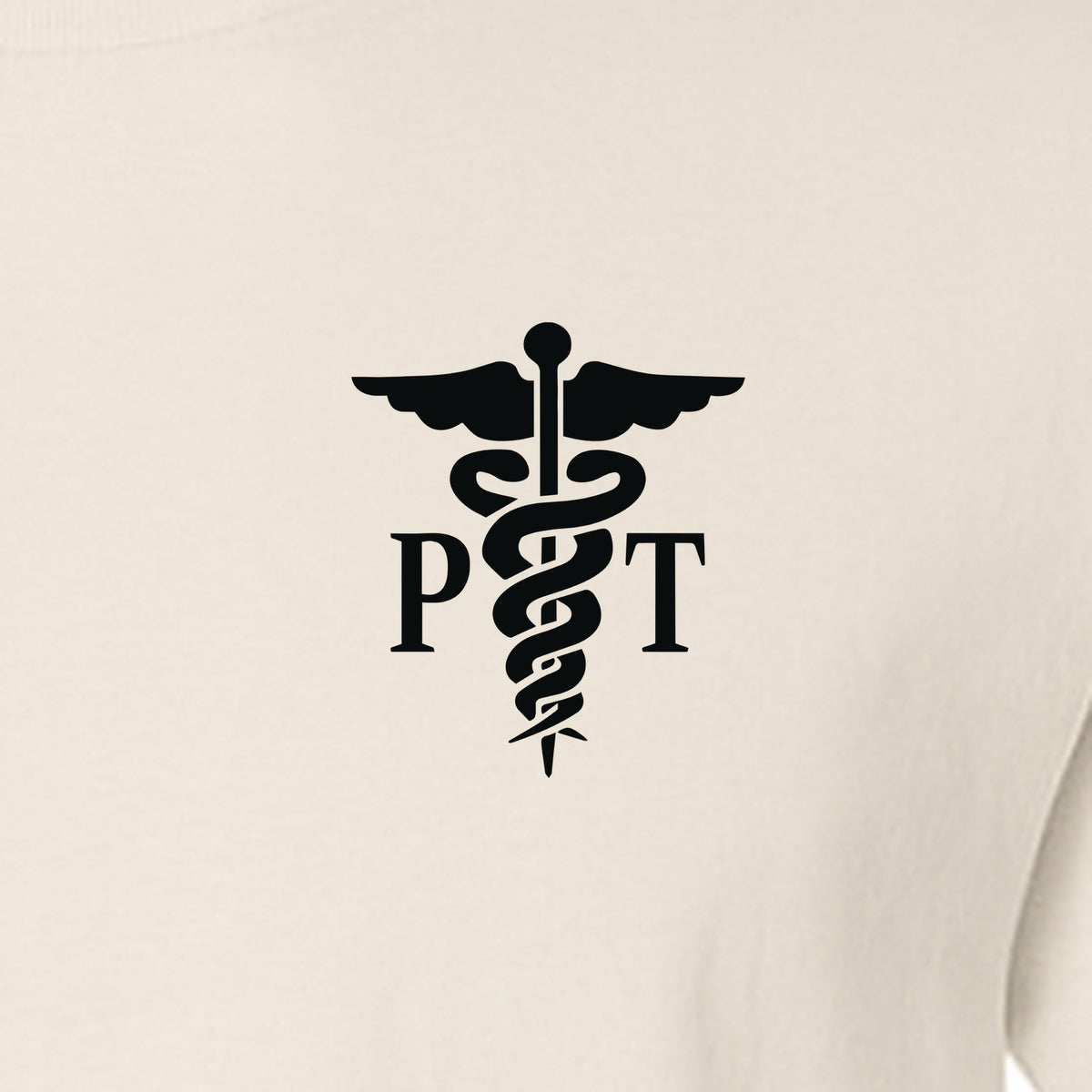 Physical Therapist T-Shirt, Small Left Chest PT Caduceus Design for Therapy Professionals