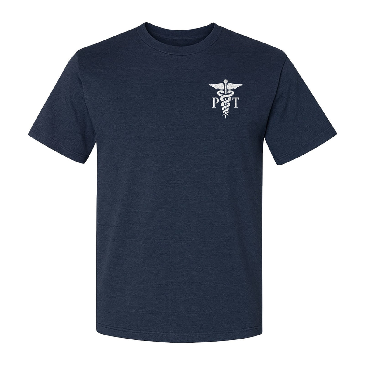 Physical Therapist T-Shirt, Small Left Chest PT Caduceus Design for Therapy Professionals