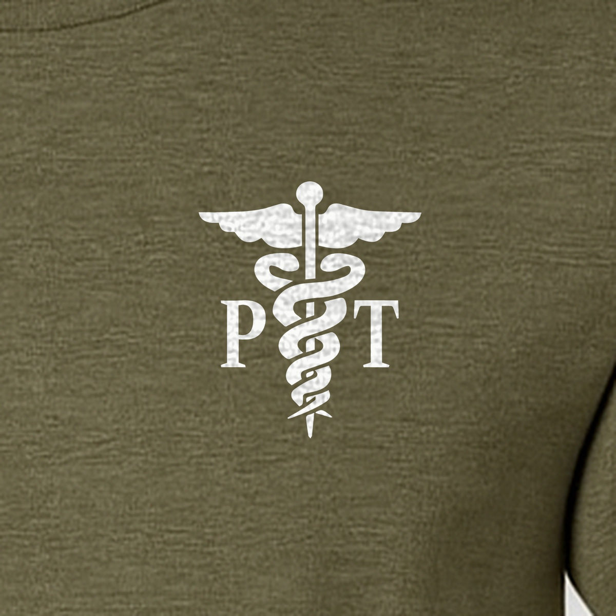 Physical Therapist T-Shirt, Small Left Chest PT Caduceus Design for Therapy Professionals