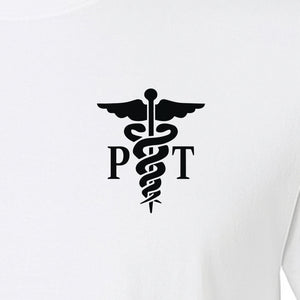 Physical Therapist T-Shirt, Small Left Chest PT Caduceus Design for Therapy Professionals