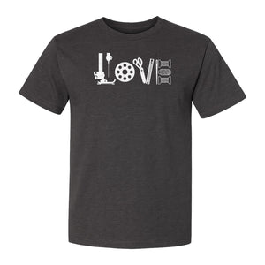 Sewing T-Shirt, Love Machine with Button and Scissors Graphic for Quilters, Seamstresses and Crafters