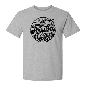 Aruba 2026 T-Shirt, Tropical Sailboat and Palm Tree Vacation Graphic for Beach Trips