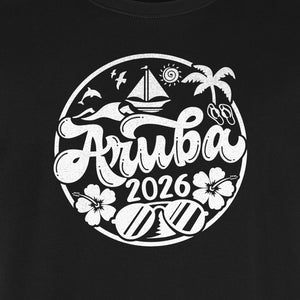 Aruba 2026 T-Shirt, Tropical Sailboat and Palm Tree Vacation Graphic for Beach Trips
